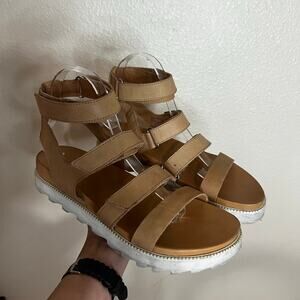 Sorel Tan Roaming Multi-Strap Leather Sandals WOMENS 9.5